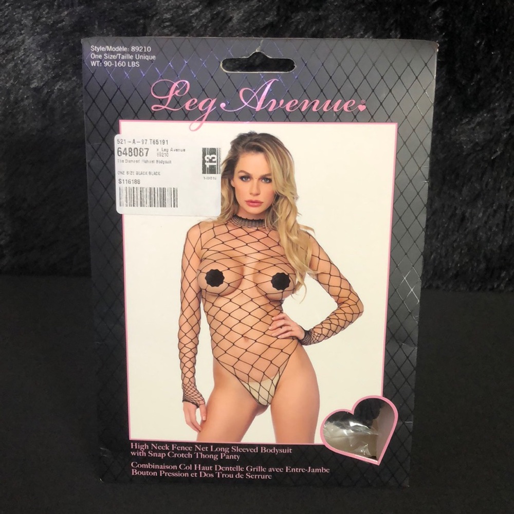 Leg Avenue Fence Net Bodysuit Black